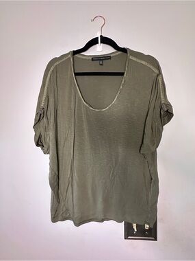 White House Black Market Olive Scoop Neck Short Sleeve Tee